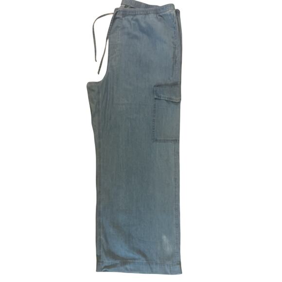 GAP Chambray Cargo Jogger Pants Light Blue Drawstring Elastic Waist XXL - Picture 1 of 9